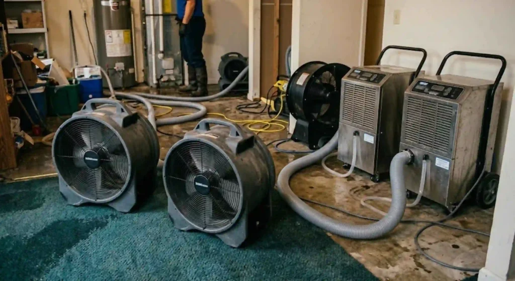 industrial drying equipment (fans and dehumidifiers)