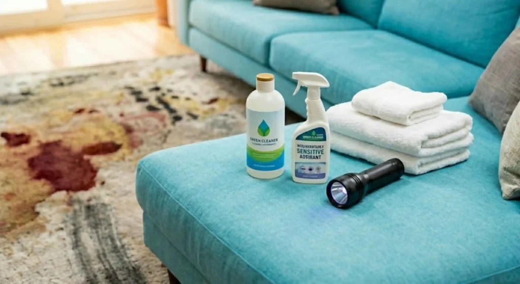 stained carpet before professional cleaning