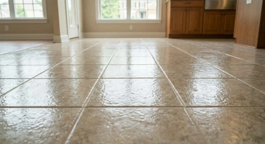 Freshly sealed grout lines after restoration service