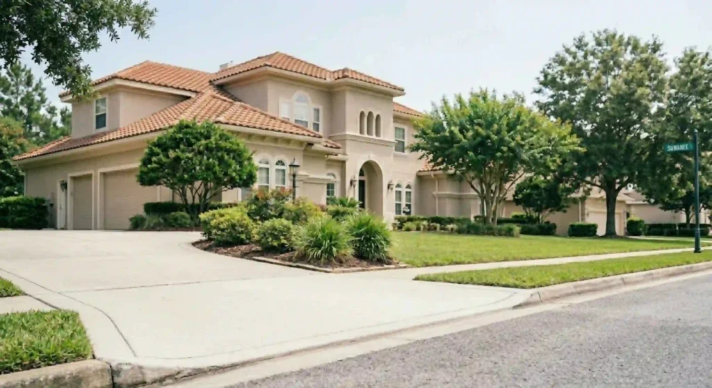 Clean home exterior after professional pressure washing service in Suwanee